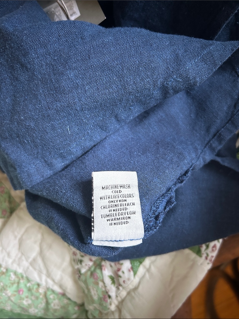NWT Habitat  Sleeveless Button-Front Linen cotton Tank Navy small machine wash - Picture 5 of 7